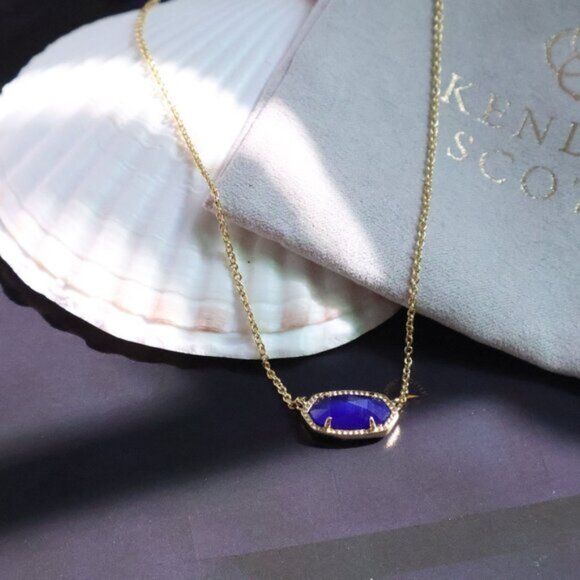✅Kendra Scott Elisa Necklace Cobalt Cat's Eye Gold - Picture 2 of 2